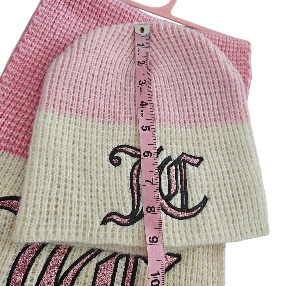 Juicy Couture Cream/Pink Blend Matching Beanie & Scarf